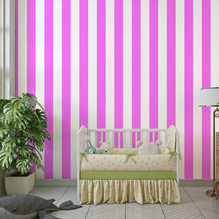 Papel de parede criança | Listras rosa brilhante