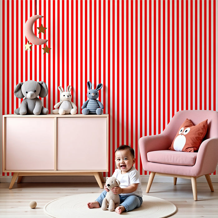 Barntapet | Dynamiska röda och vita ränder