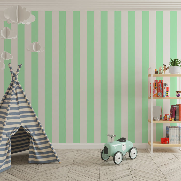 Papel de parede criança | Listras elegantes verde pastel