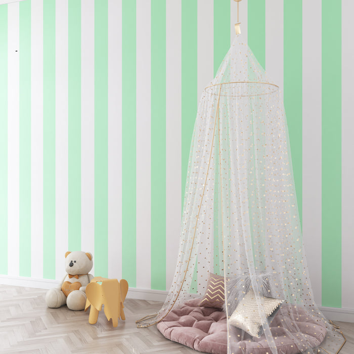 Papel de parede criança | Listras elegantes verde pastel