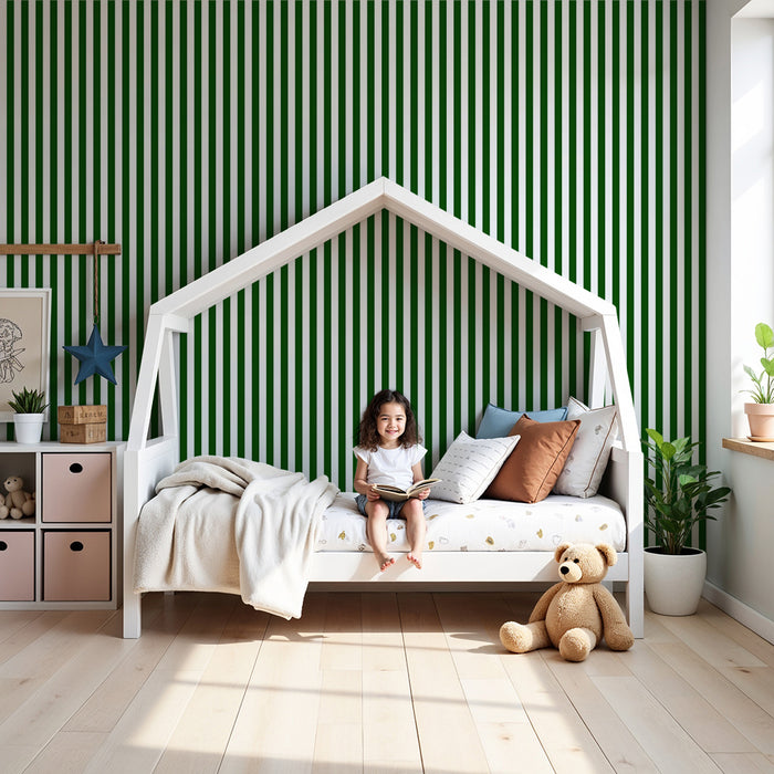 Barntapet | Eleganta gröna ränder