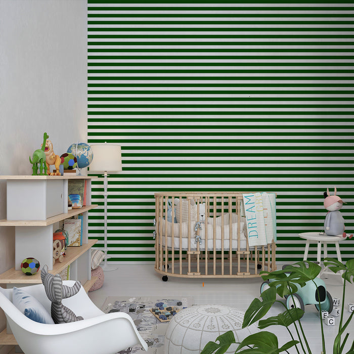 Tapety dla dzieci | Nowoczesne zielono-białe pasy