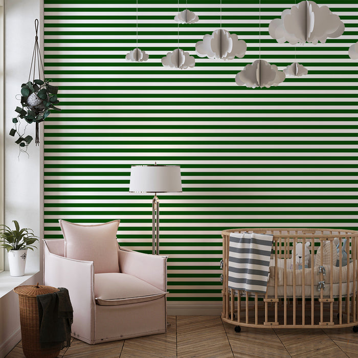 Tapety dla dzieci | Nowoczesne zielono-białe pasy