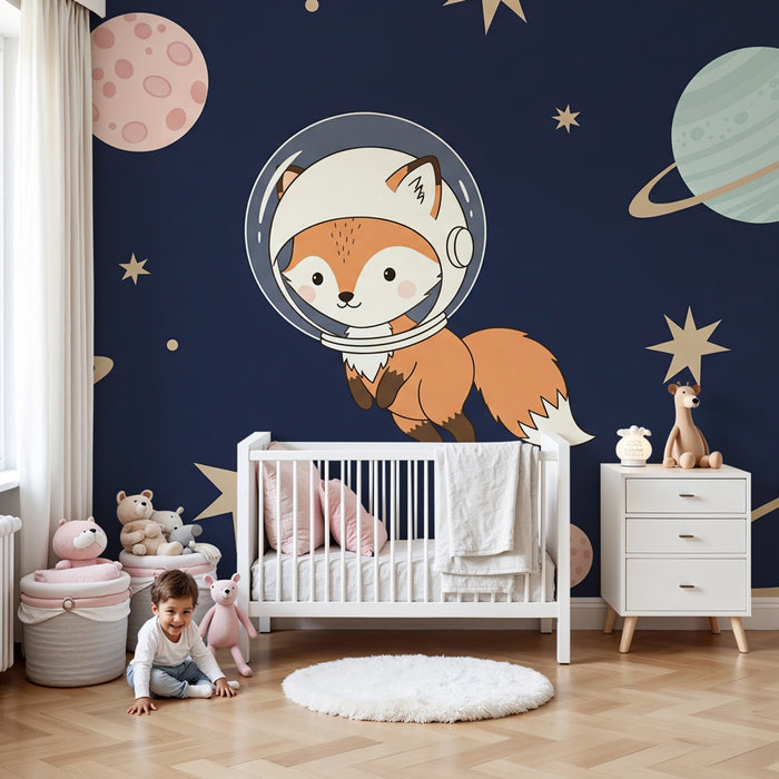 Papel de parede criança | Astronauta de raposa no espaço
