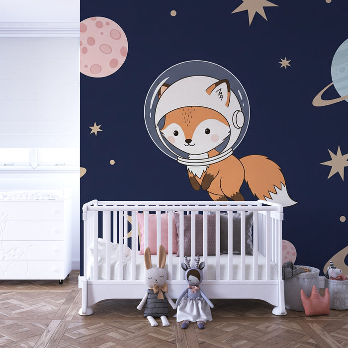 Papel de parede criança | Astronauta de raposa no espaço