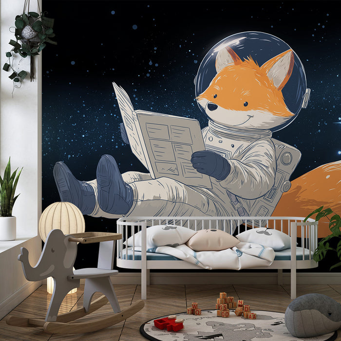 Gyermekszoba tapéta | Űrben lebegő rókás űrhajós