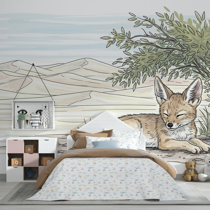 Papier peint chambre enfant | Renard au soleil du désert