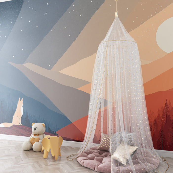 Papier peint chambre enfant | Renard contemplatif au crépuscule