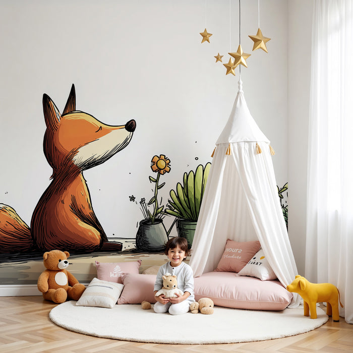 Barntapet | Reflekterande räv och saftiga växter