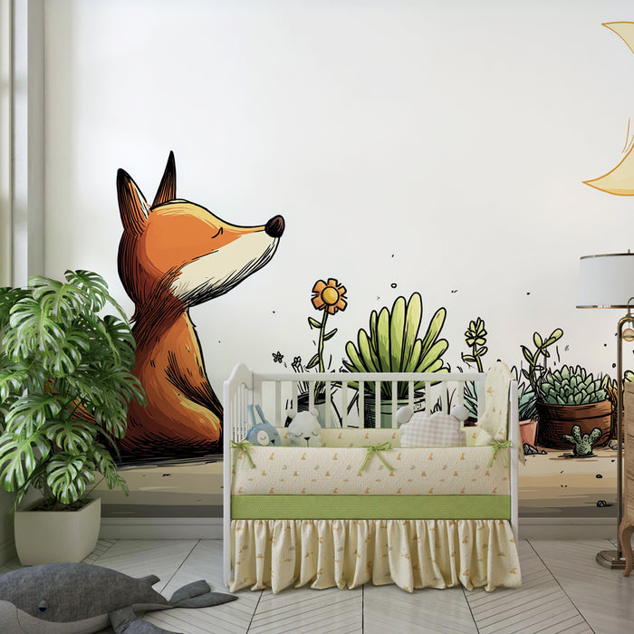 Barntapet | Reflekterande räv och saftiga växter