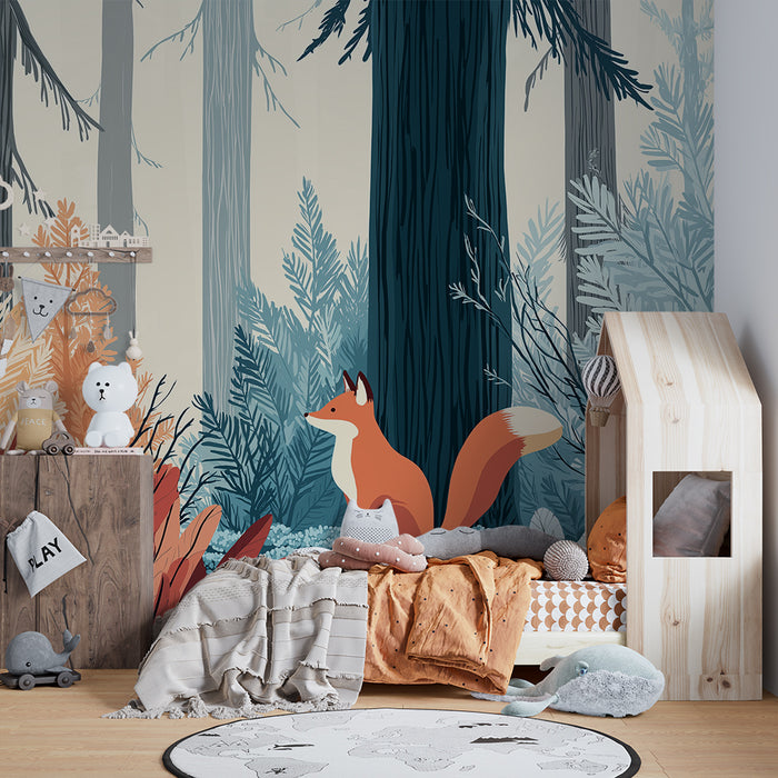 Dětská pokojová tapeta | Zvědavý lišák v pestřé lese