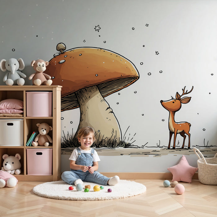 Tapet barnerom | Nysgjerrig rev og magisk sopp