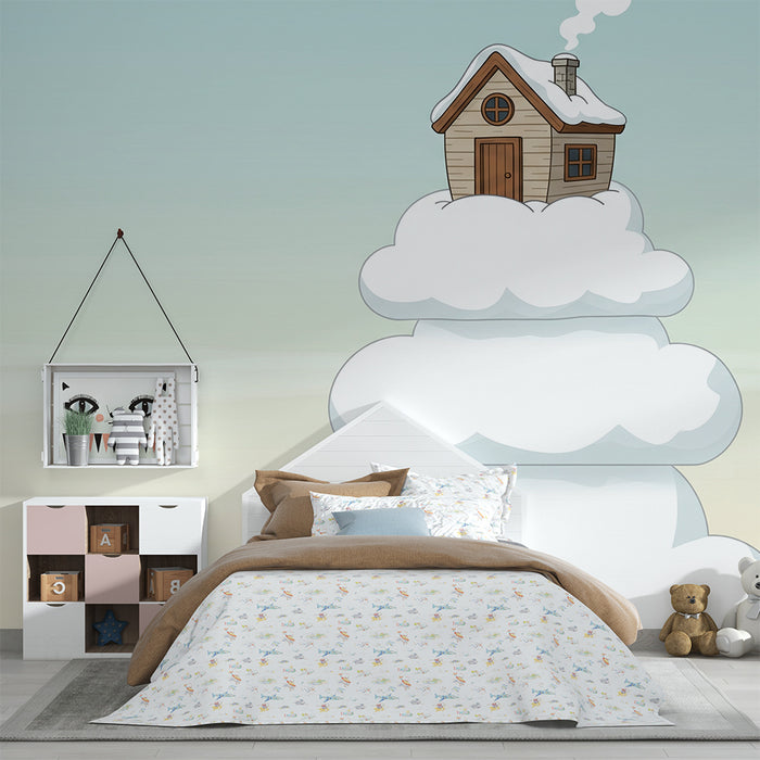 Kids' Room Wallpaper | Curious Fox and House in the Clouds