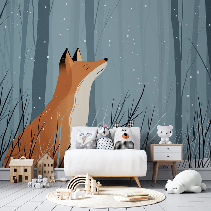 Kinderkamer behang | Vos in de sneeuw
