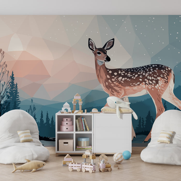 Papel de parede criança | Elegante raposa na floresta de inverno