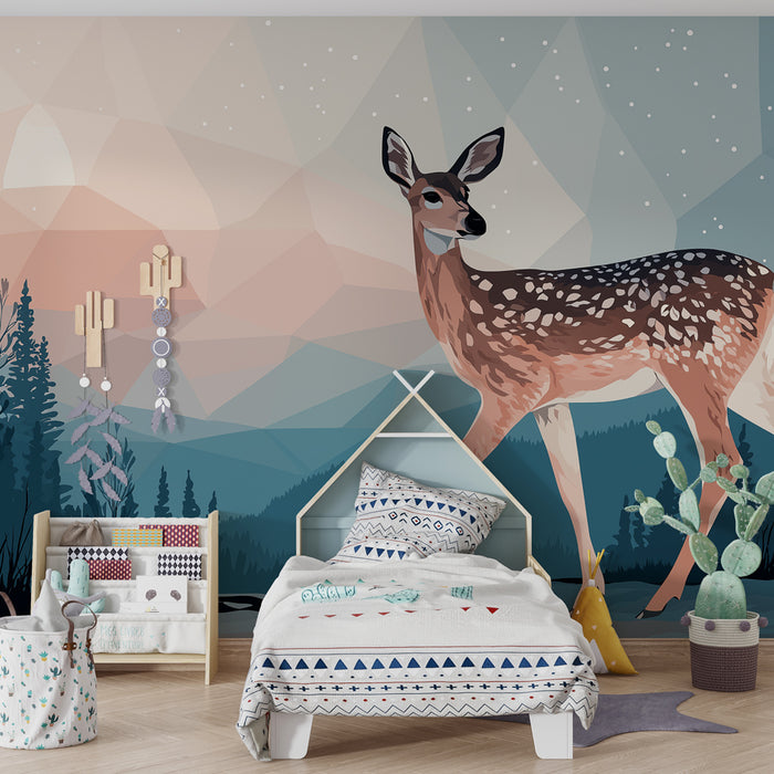 Papel de parede criança | Elegante raposa na floresta de inverno