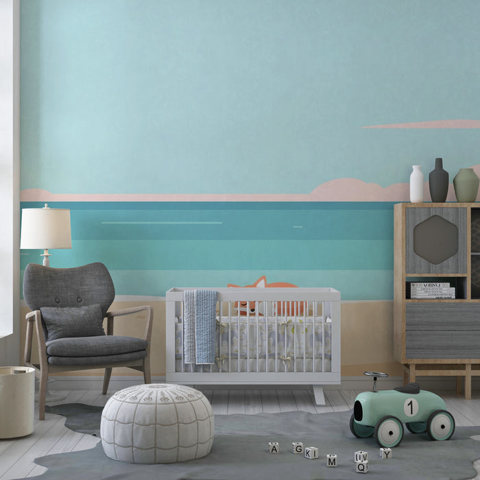 Papier peint chambre enfant | Renard endormi à la plage