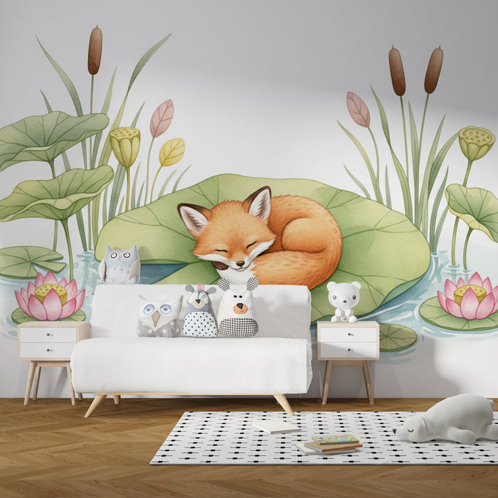 Tapety dla dzieci | Sleeping fox by the water's edge