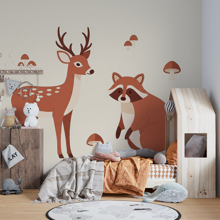 Kids room wallpaper | Rebane ja põder seenemetsas
