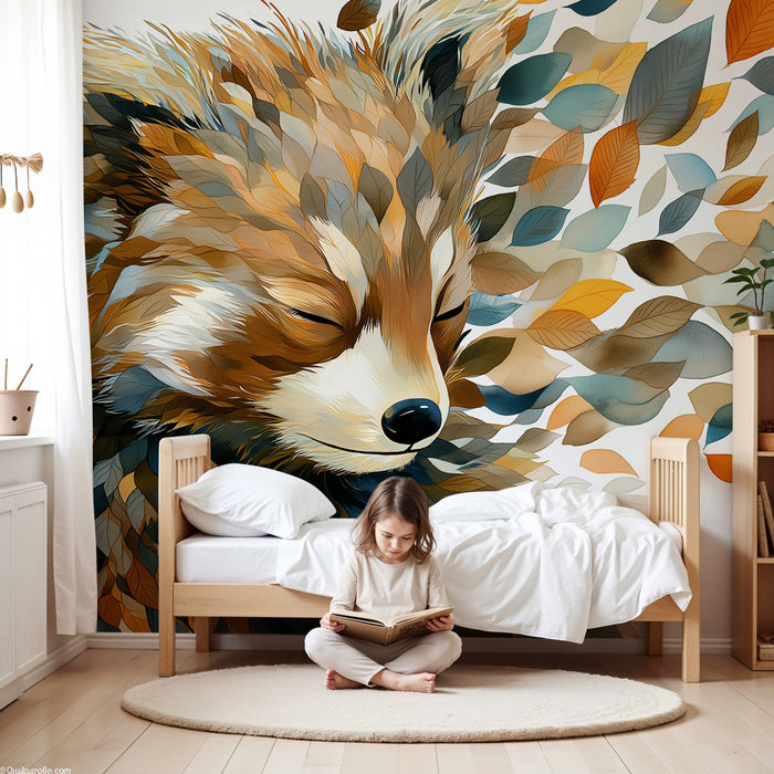 Kinderkamer behang | Vos en kleurrijke bladeren