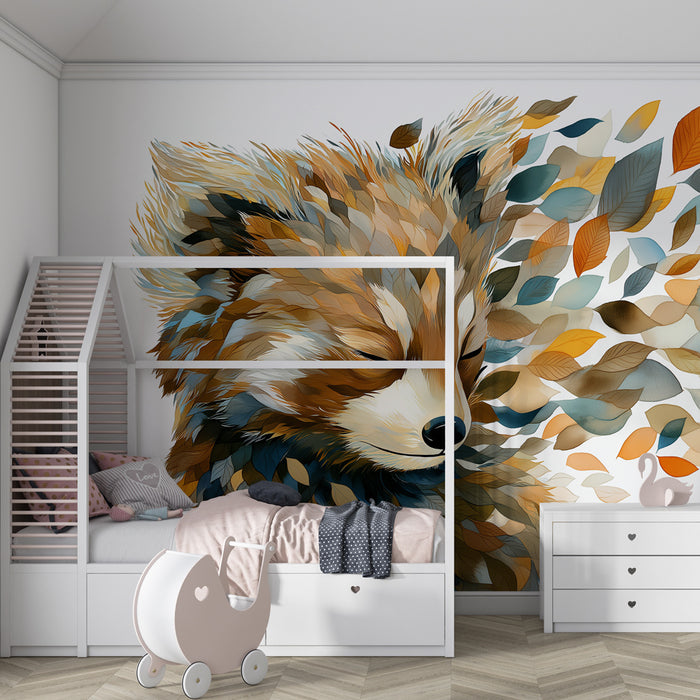 Kinderkamer behang | Vos en kleurrijke bladeren