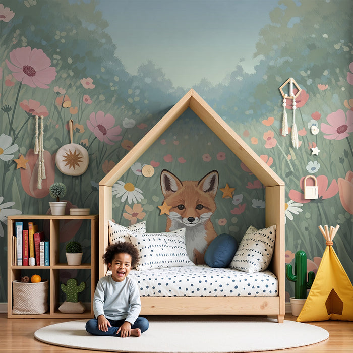 Barntapet | Räv och fältblommor