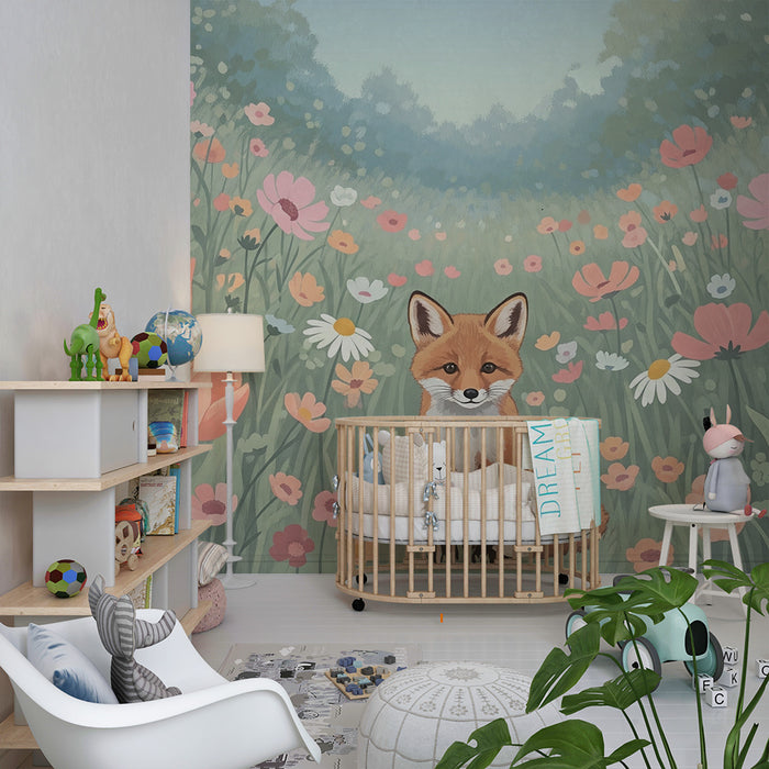 Barntapet | Räv och fältblommor