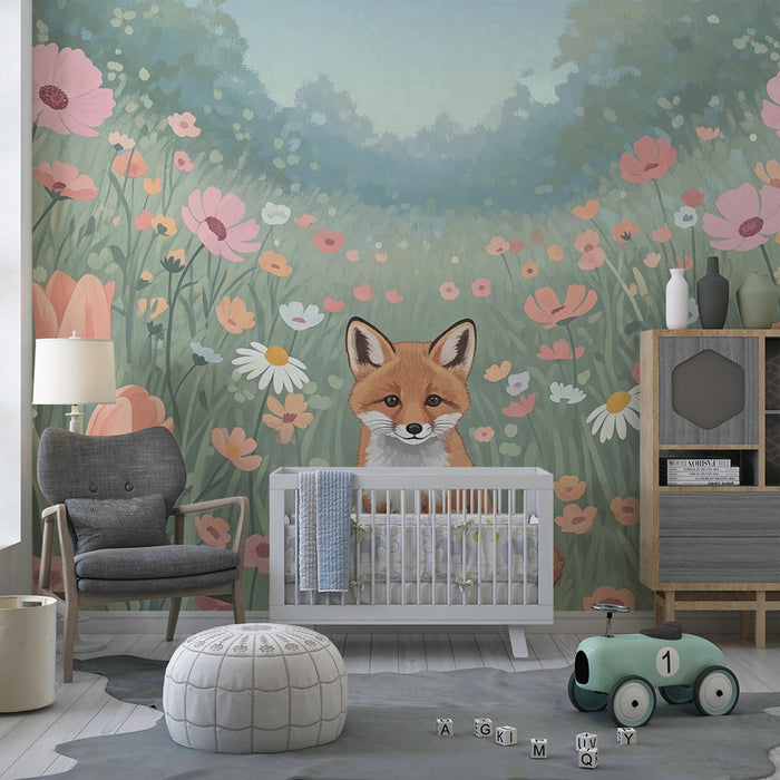 Barntapet | Räv och fältblommor