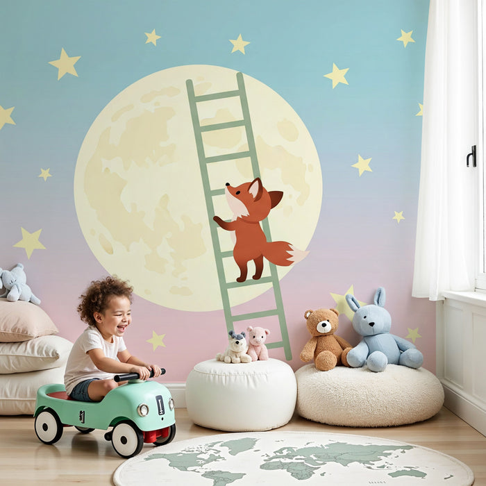 Kinderkamer behang | Ontdekkingsreiziger Vos in een sterrenhemel