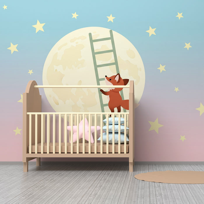 Kinderkamer behang | Ontdekkingsreiziger Vos in een sterrenhemel