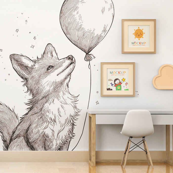 Kinderzimmer Tapete | Schelmischer Fuchs und magischer Ballon