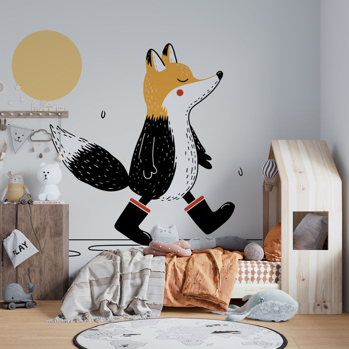 Papier peint chambre enfant | Renard joyeux sous le soleil