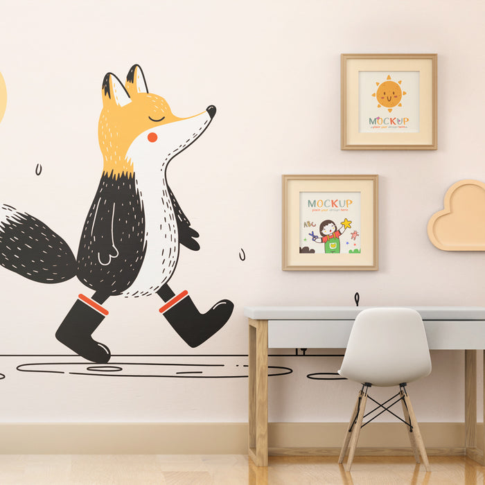 Papier peint chambre enfant | Renard joyeux sous le soleil