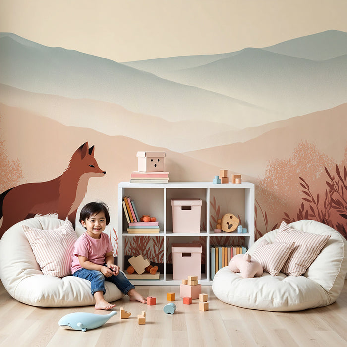 Papier peint chambre enfant | Renard majestueux dans un paysage automnal
