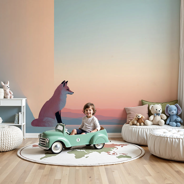 Lastenhuoneen tapetti | Majesteettinen kettu ja lempeät maisemat