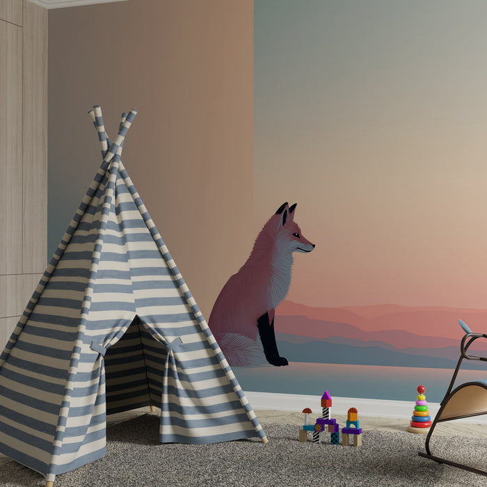 Lastenhuoneen tapetti | Majesteettinen kettu ja lempeät maisemat