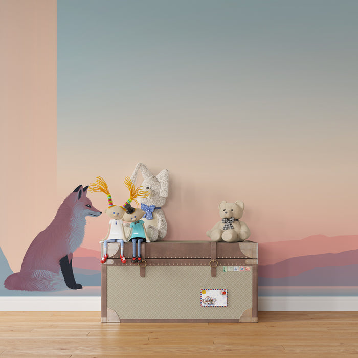 Lastenhuoneen tapetti | Majesteettinen kettu ja lempeät maisemat