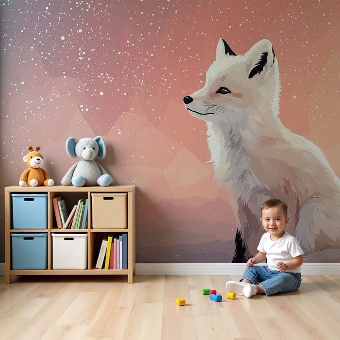 Papier peint chambre enfant | Renard majestueux sous les étoiles