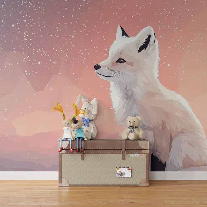 Papier peint chambre enfant | Renard majestueux sous les étoiles