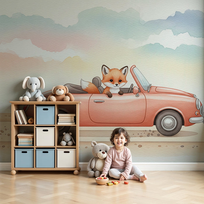 Barntapet | Söt räv i öppen bil