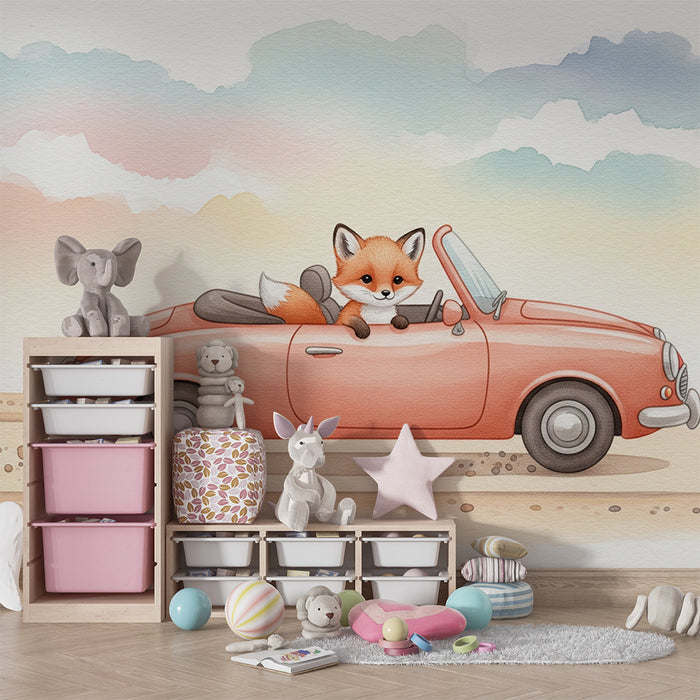 Barntapet | Söt räv i öppen bil
