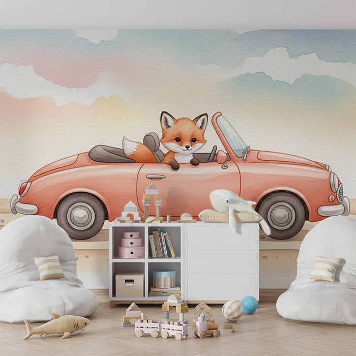 Barntapet | Söt räv i öppen bil
