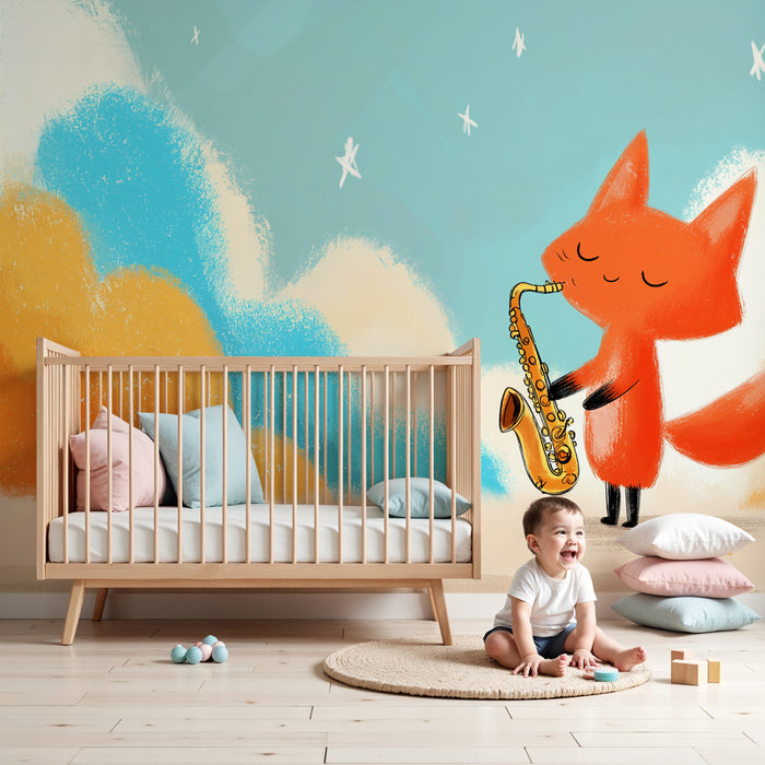 Papel de parede criança | Mузикант лис саксофонист