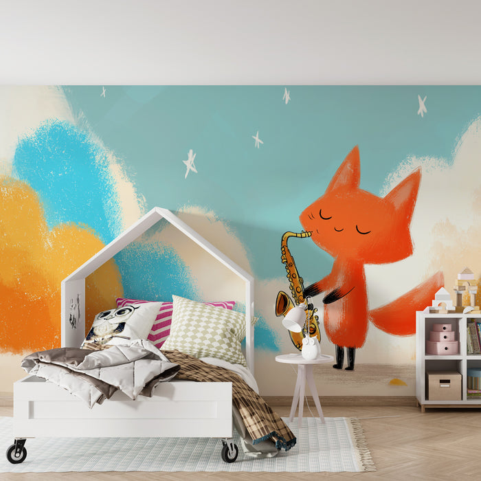 Papel de parede criança | Mузикант лис саксофонист