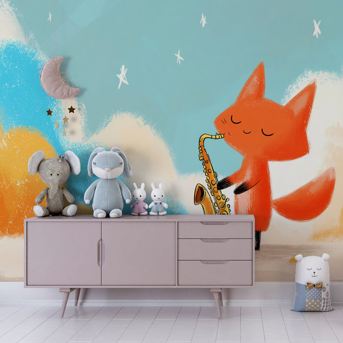 Papel de parede criança | Mузикант лис саксофонист