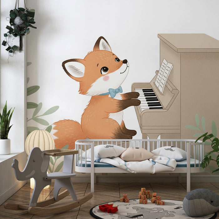 Carta da parati bambini | Volpe musicista e natura