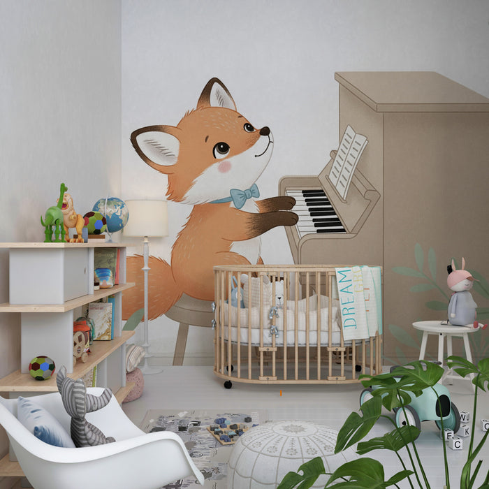 Carta da parati bambini | Volpe musicista e natura