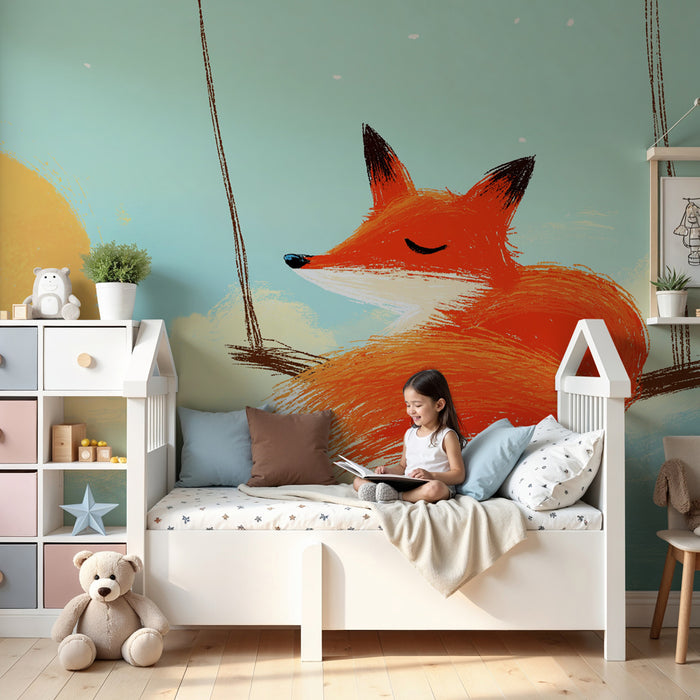 Detská izba tapeta | Pokojný líščí západ slnka
