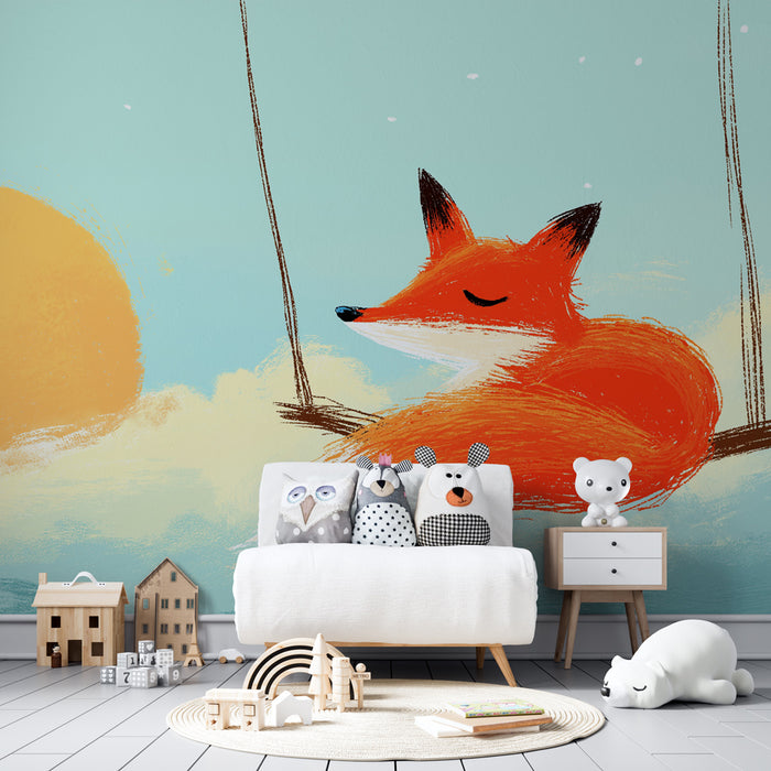 Detská izba tapeta | Pokojný líščí západ slnka
