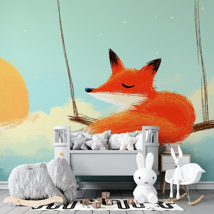 Detská izba tapeta | Pokojný líščí západ slnka